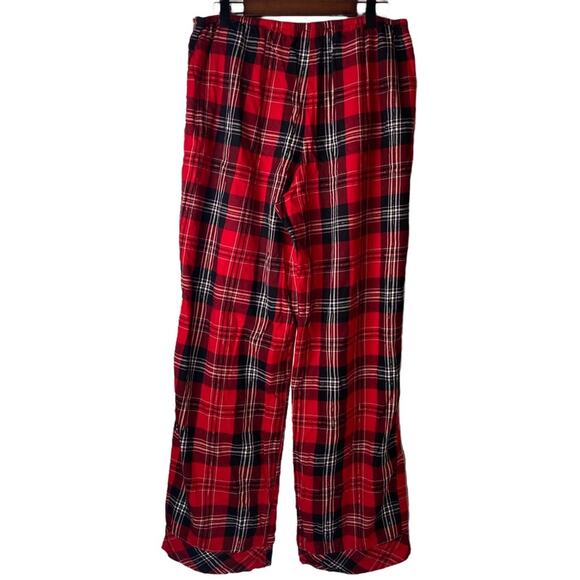 Victoria's Secret Plaid‎ Flannel Red Pajama Set Gold thread M - Picture 3 of 12
